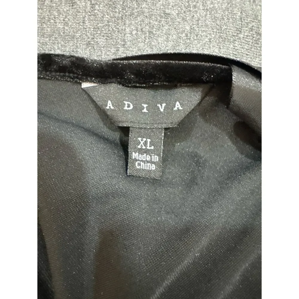 ADIVA Womens Crushed Velvet Boho Top XL Black - Picture 6 of 6